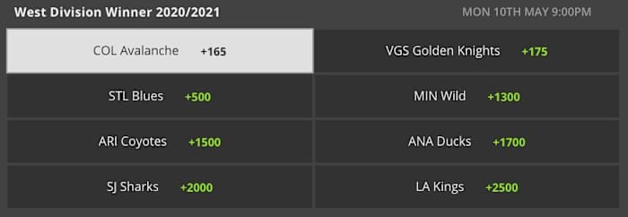 Regular Season Winner Odds via DraftKings Sportsbook on 01/11/21